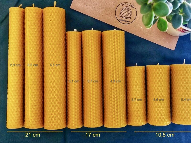 svijeća od pčelinjeg voska razne dimenzije. svijeće su dio poklon paketa i radionice za izradu svijeća
